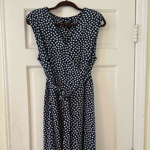 Navy Sleeveless Dress with Belt